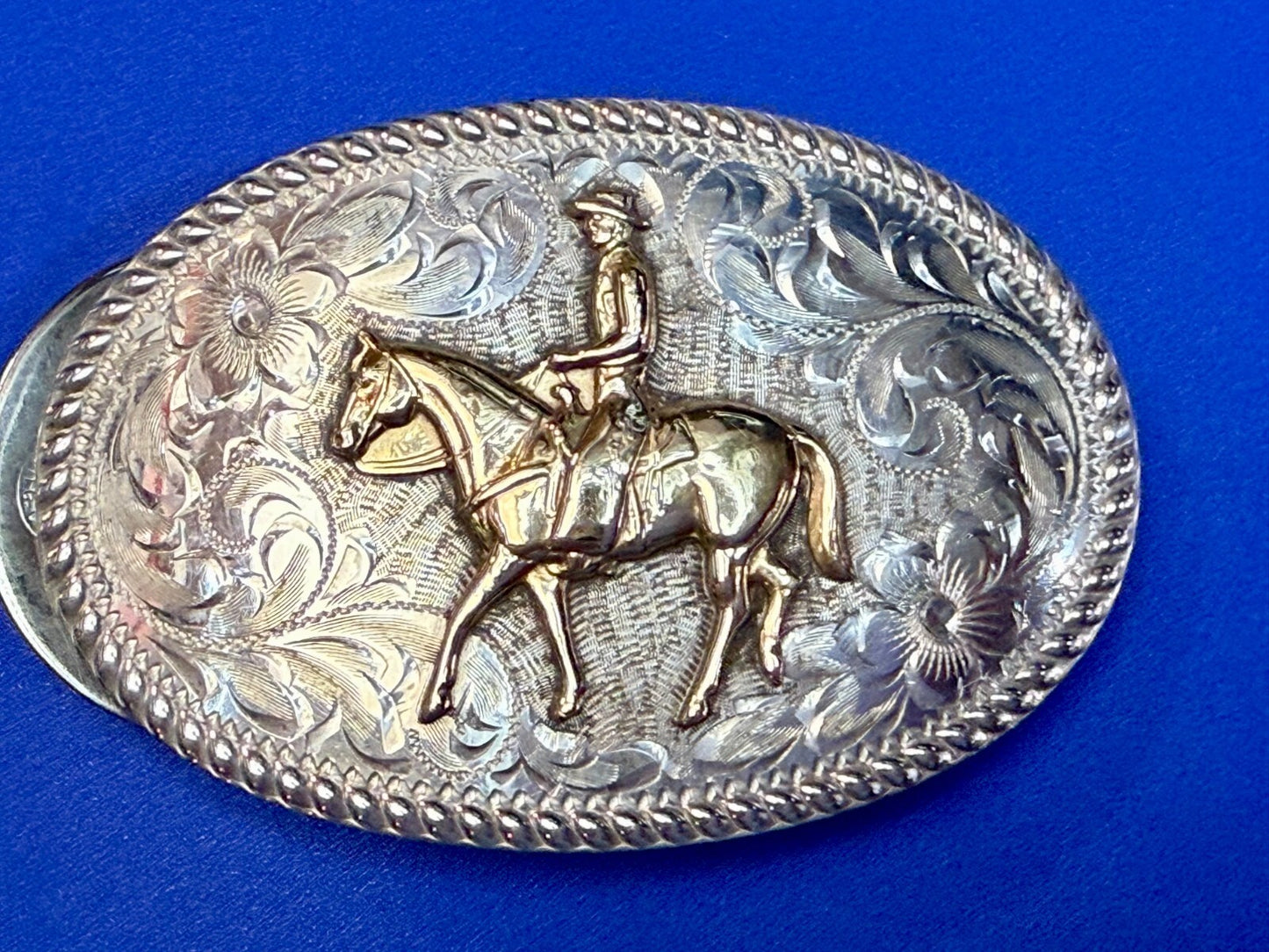 Vintage Diablo Sterling 8 Belt Buckle - Horseback cowboy BEAUTIFUL