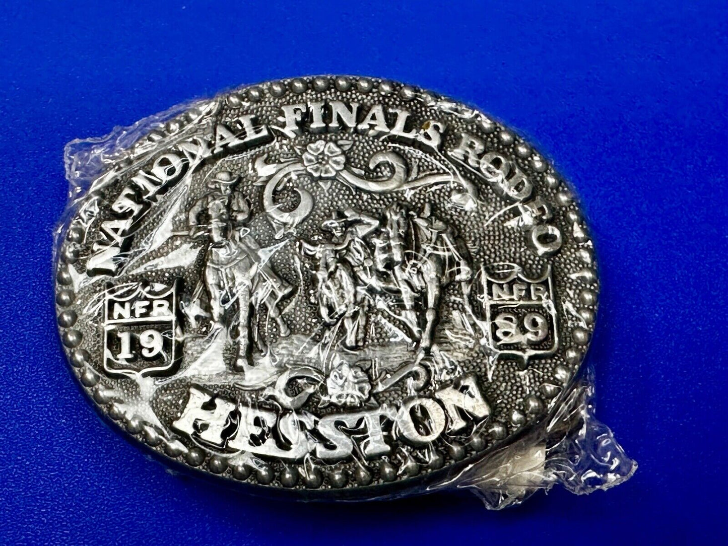 1989 NFR National Finals Rodeo NOS Youth Size Hesston Commemorative Belt Buckle