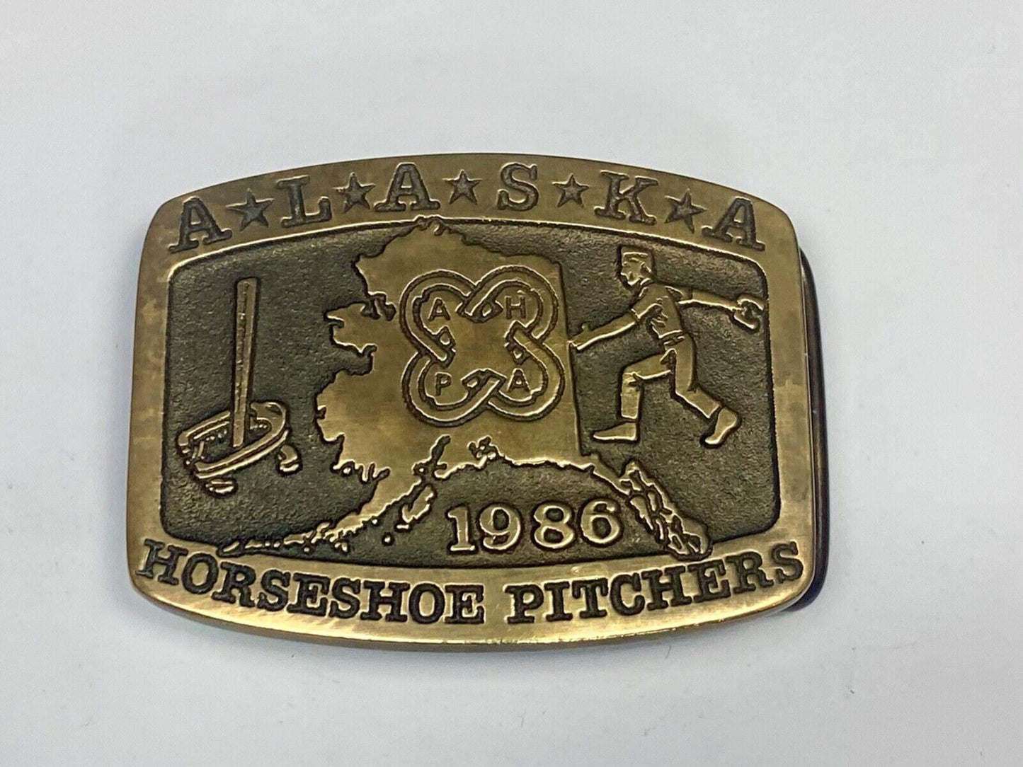 Vintage 86 Alaska Horseshoe Pitchers Belt Buckle Limited Ak Frontier Treasures