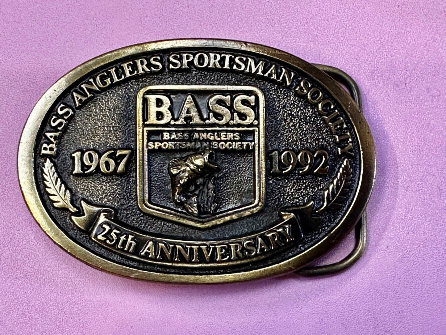 1992 Bass Anglers Sportsman Society Club 25th Anniversary Fishing Belt Buckle