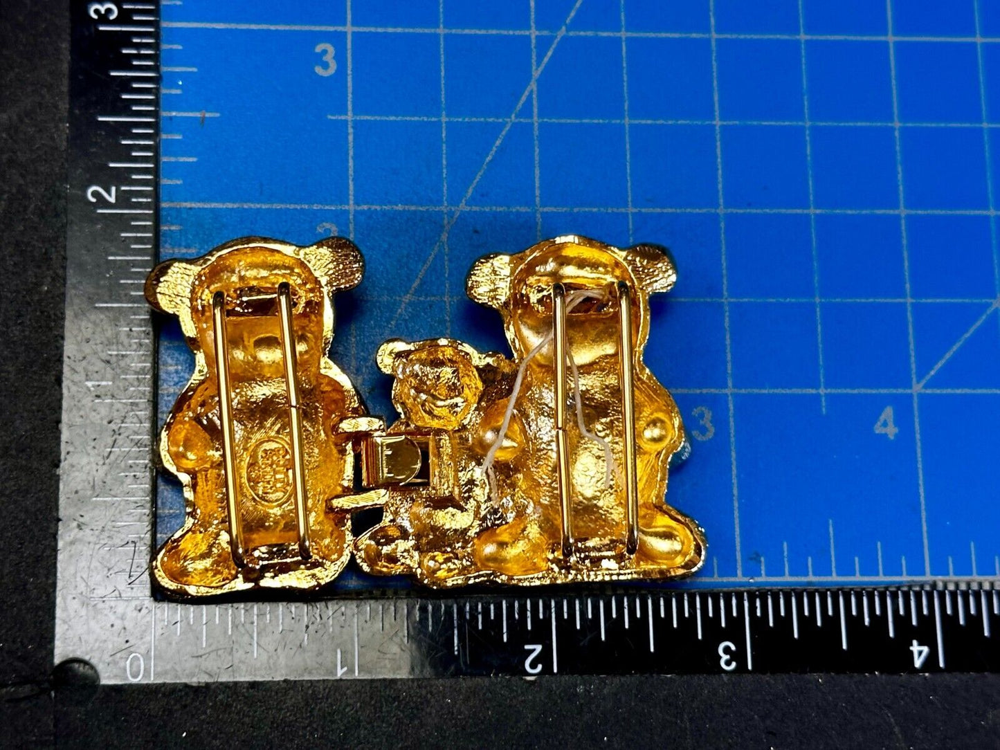 Bear Family Two Piece Interlocking Gold Tone Vintage Belt Buckle by Dotty Smith