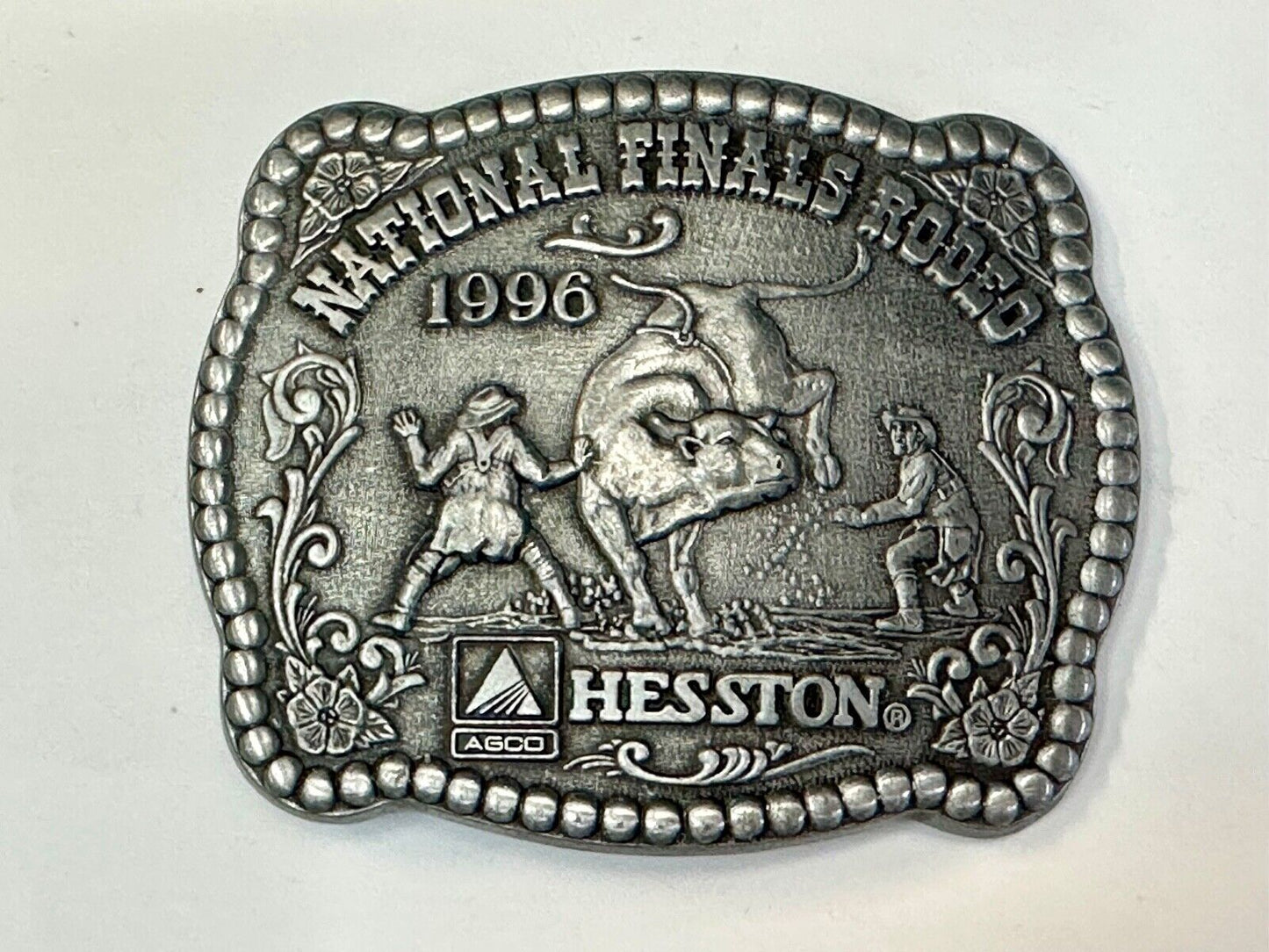 1996 NFR Rodeo Finals Steer Wrestling Cowboy Adult size belt buckle