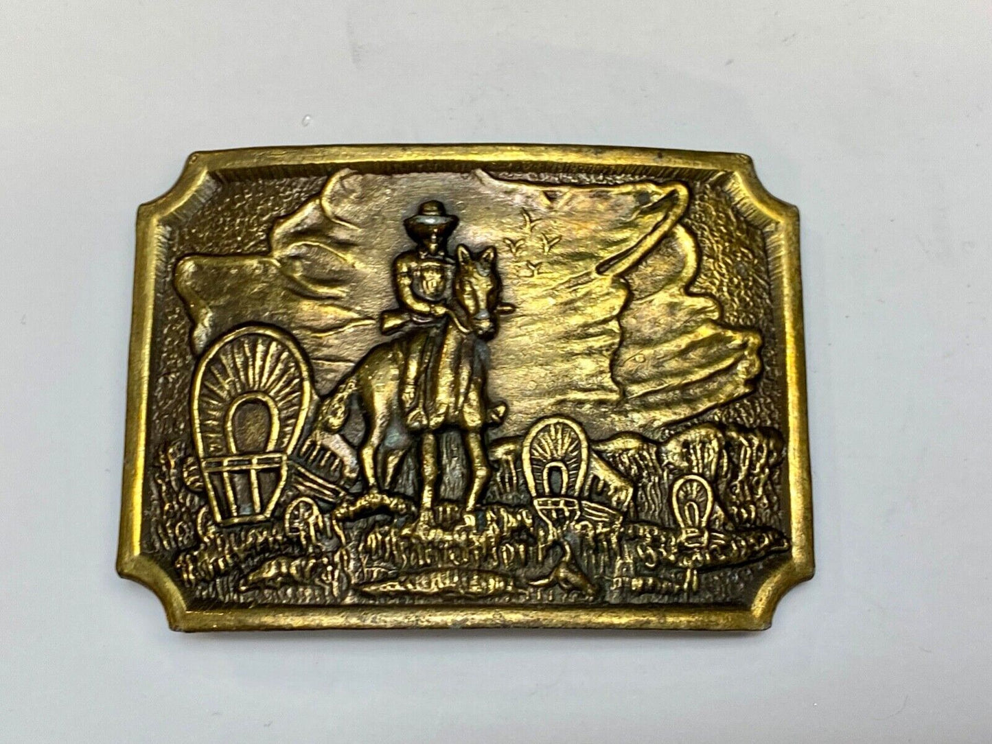 Tall in the Saddle Art Western Horse and Cowboy way of life! Vintage belt buckle