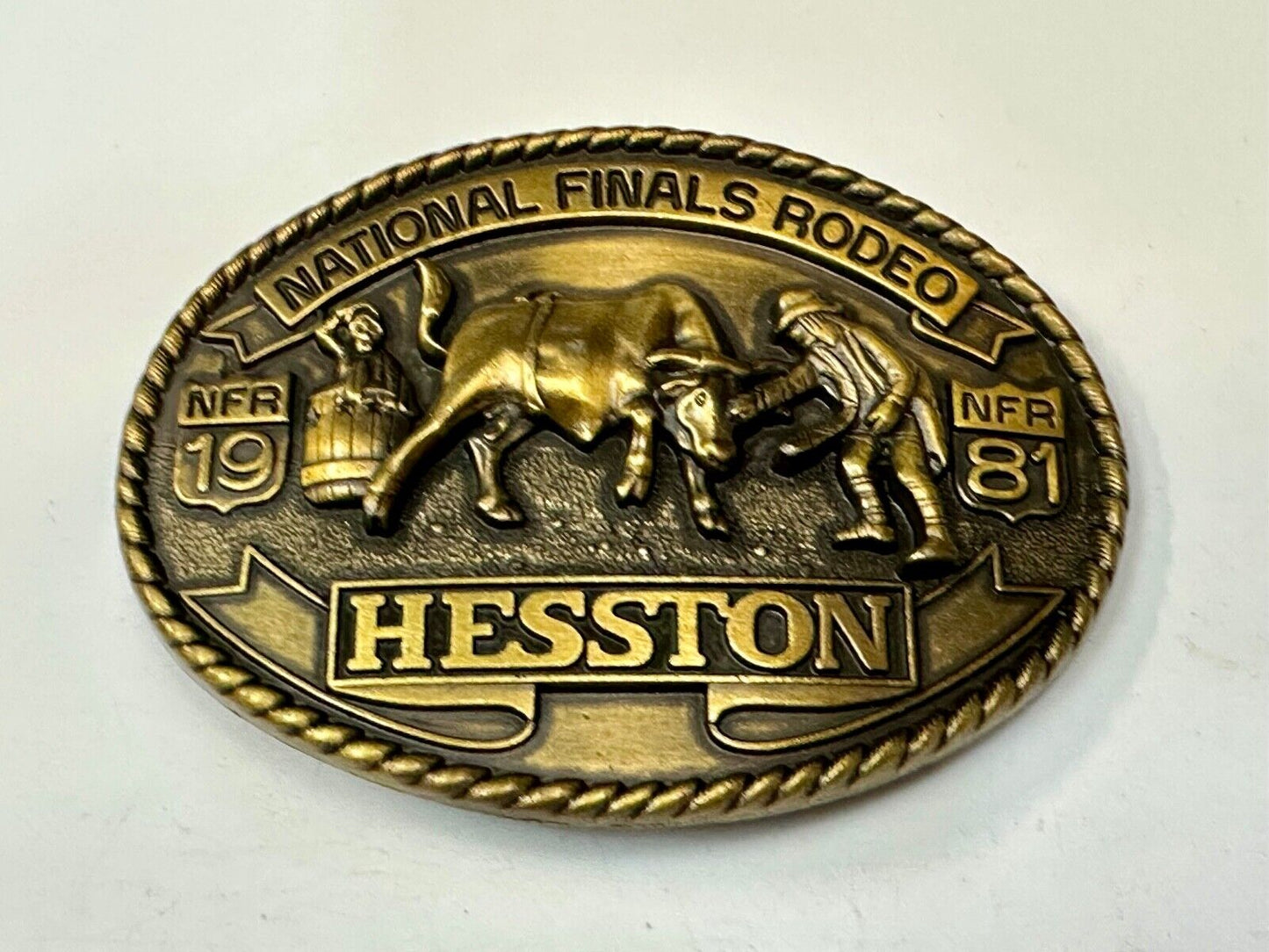 1981 Hesston National Finals Rodeo NFR Collectors Rodeo Cowboy NOS Belt Buckle
