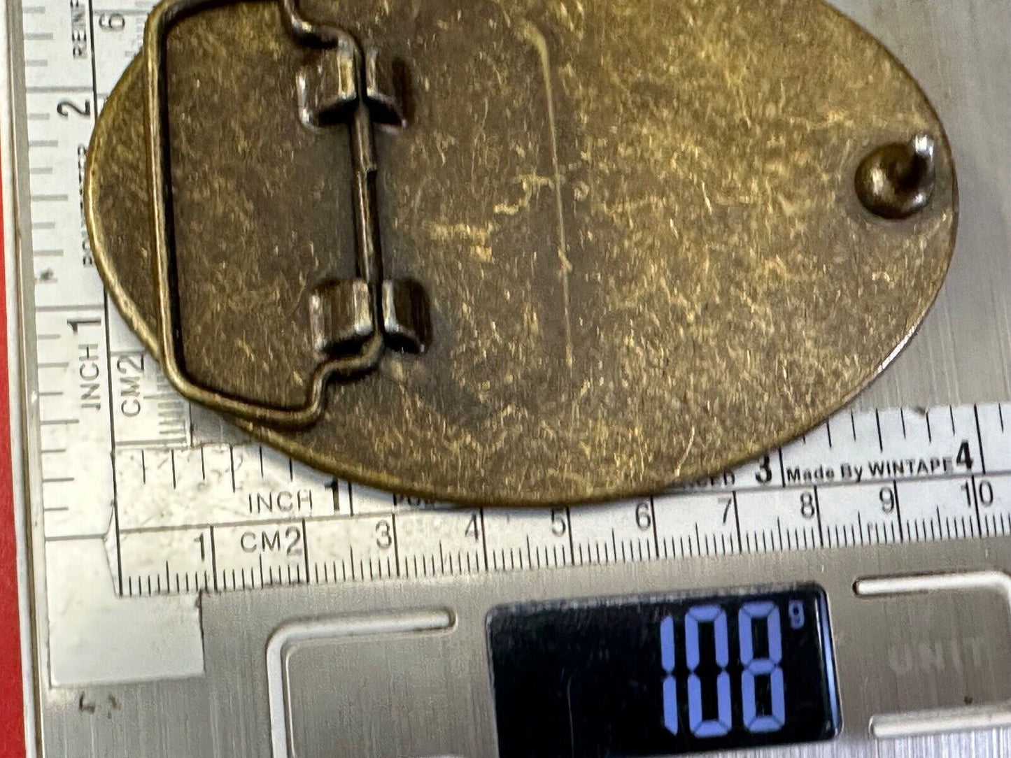 TFL. vintage western initials letters on leather belt buckle