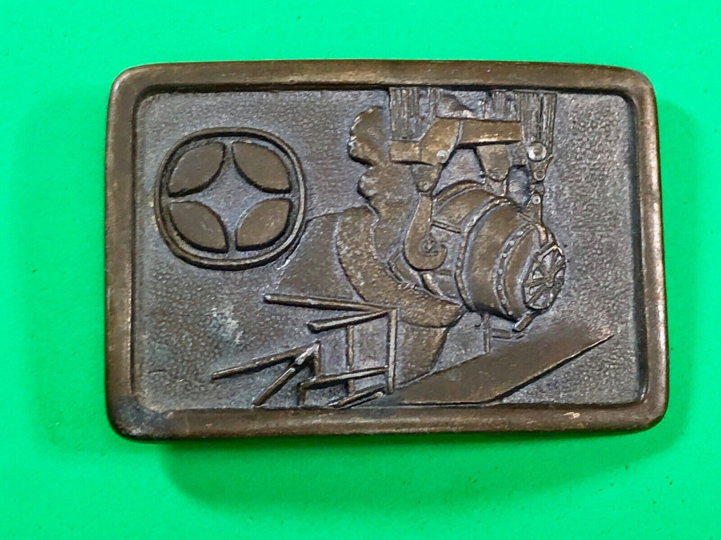 VINTAGE BRONZE 1977-1978 INLAND TOPS DINNER MINING BELT BUCKLE BY GEMCO