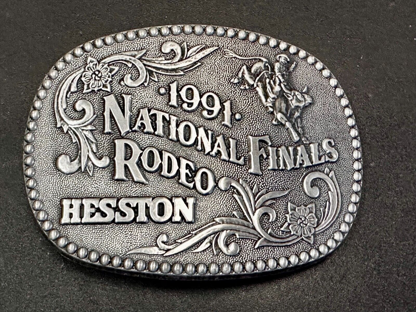 1991 ADM Hesston NFR National Finals Rodeo Cowboys Western Belt Buckle