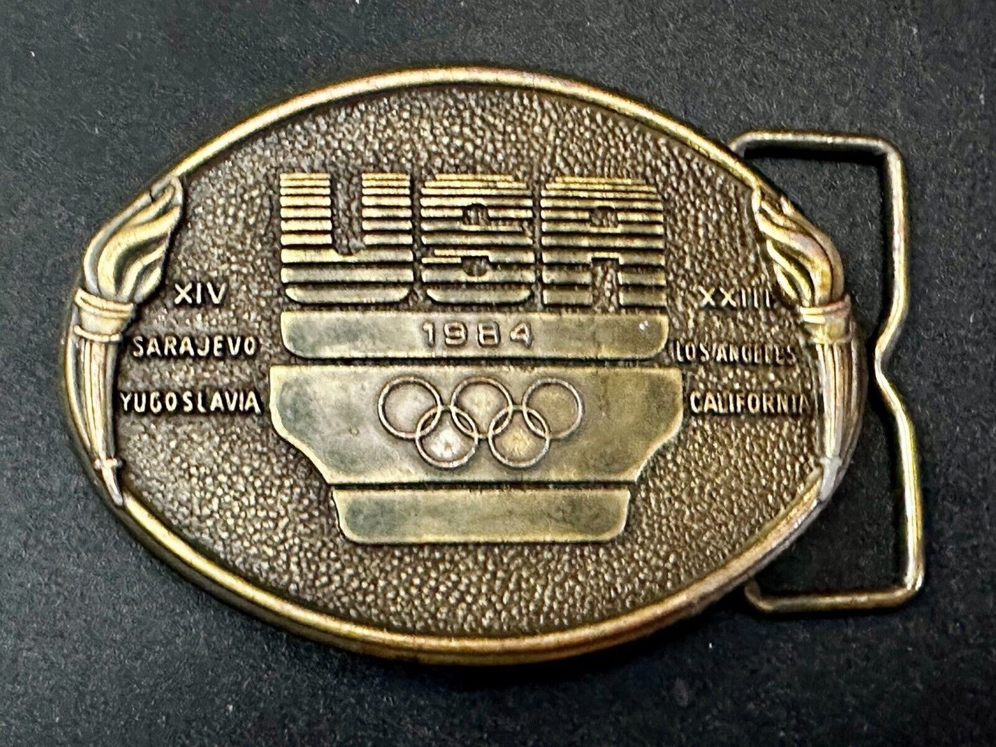 1984 USA Olympics Los Angeles California Vintage Commemorative Belt Buckle