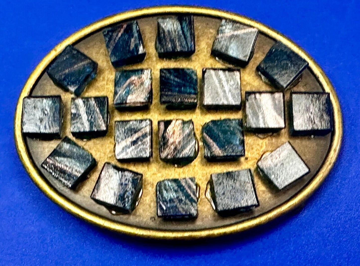 Artisan Stone Cubes - Native American Indian Style? Unique Oval Belt Buckle