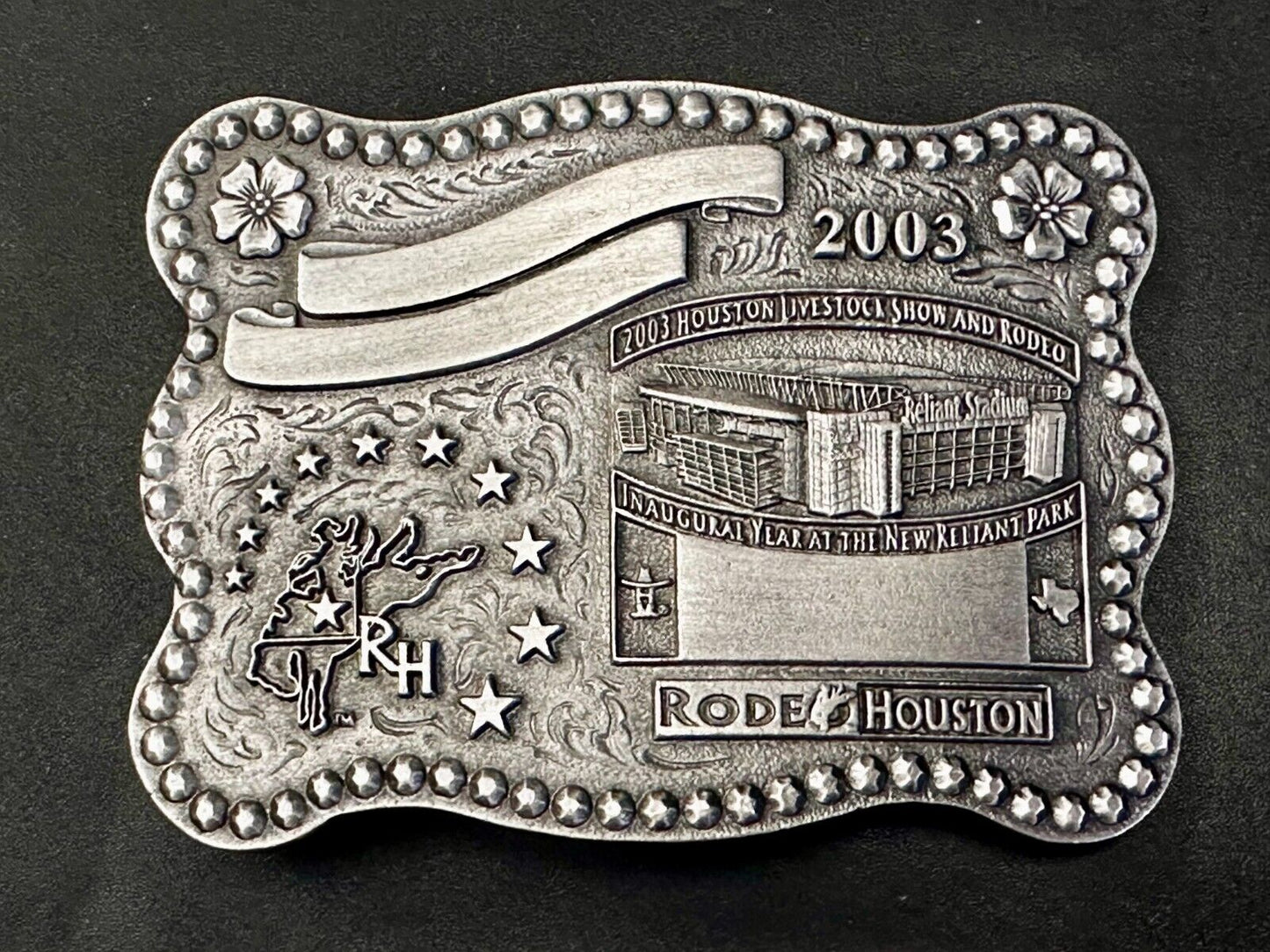 2003 Houston Livestock Show and Rodeo Inaugural Award Trophy Cowboy Belt Buckle