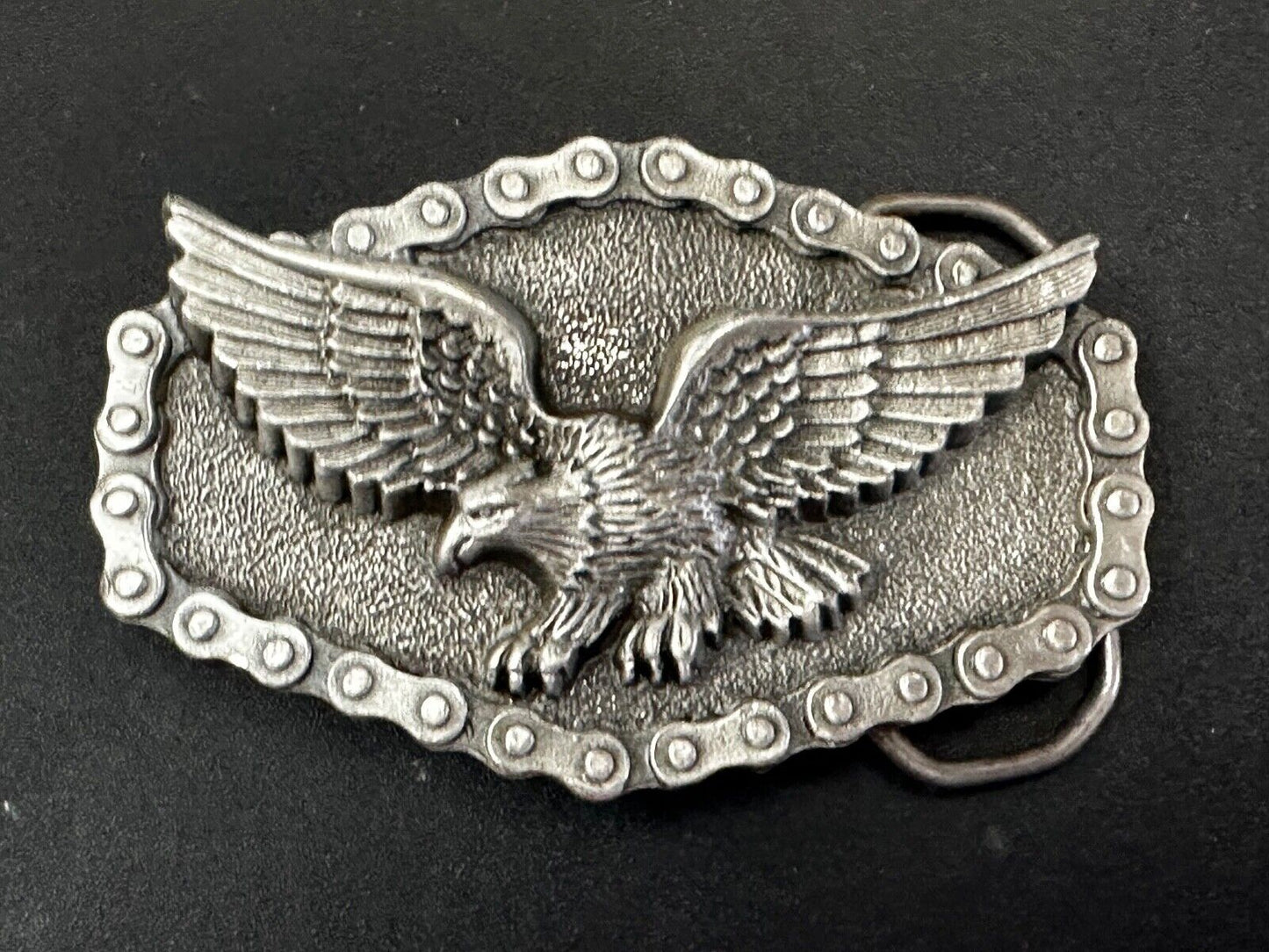 Bikers American Eagle with Motorcycle Chain Surround Great American Belt Buckle