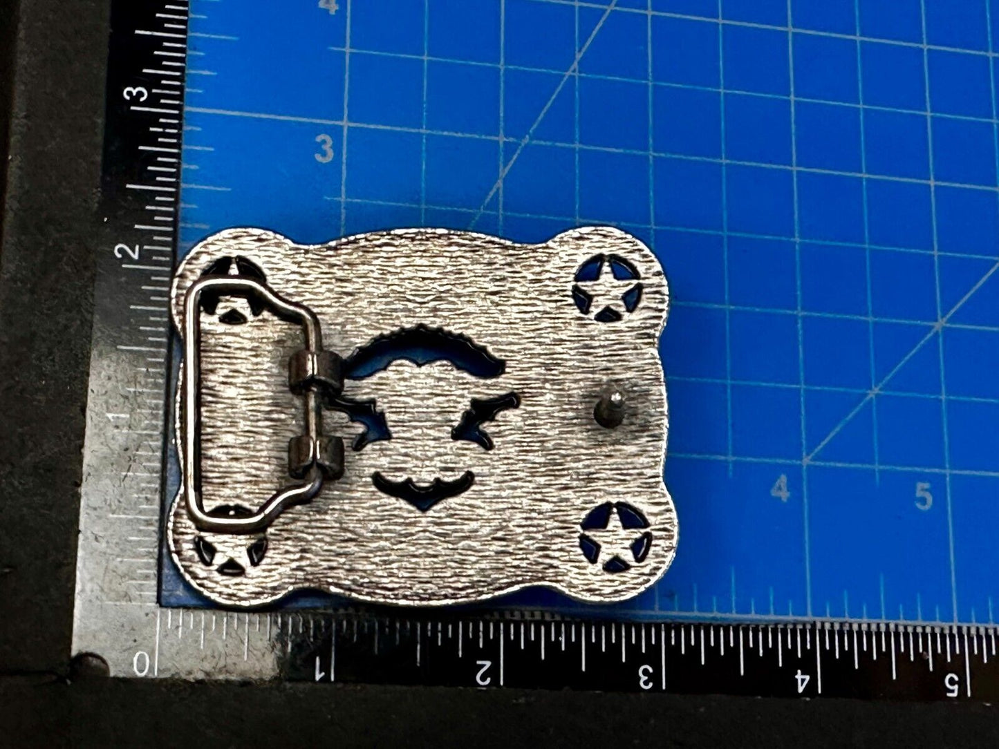 Texas Longhorn Steer / Corner Stars - Engravable Blank Award Scroll Belt Buckle