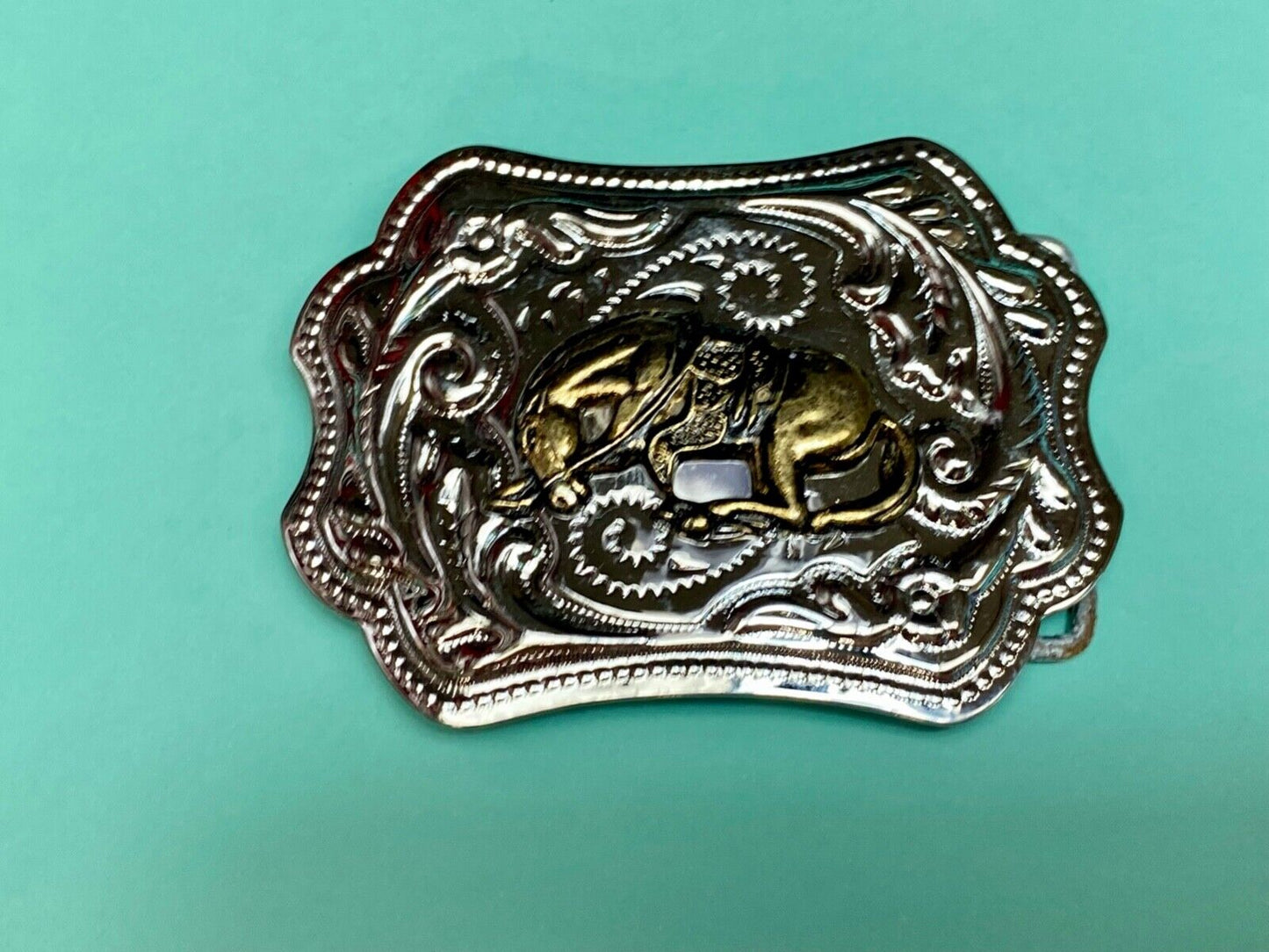 Vintage Horse End of the Trail two tone western belt buckle