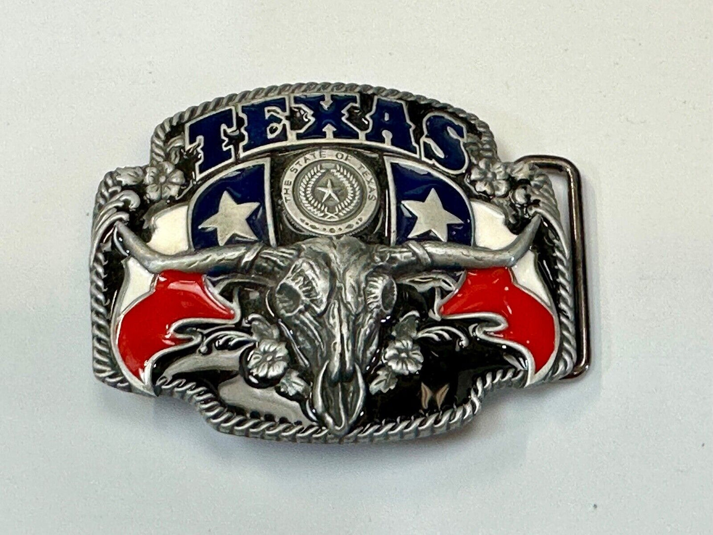 Texas longhorn - Raised dimensional everything tx belt buckle - Star Flag Rodeo