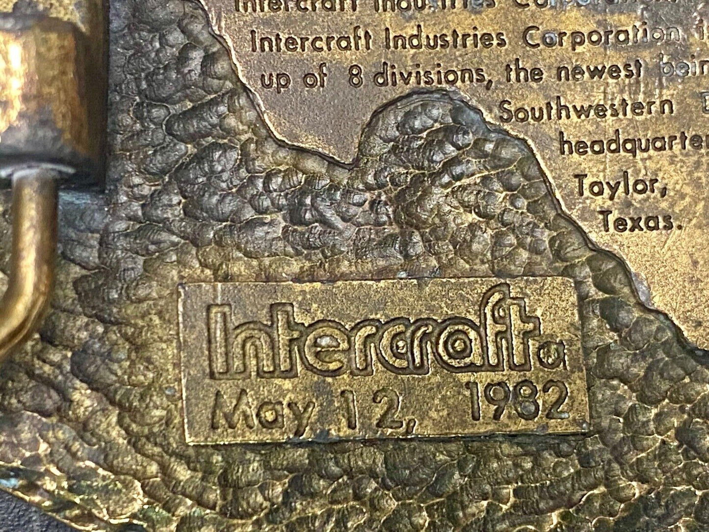 1982 Ornate Intercraft Industries Texas Iic Company Advertising Belt Buckle
