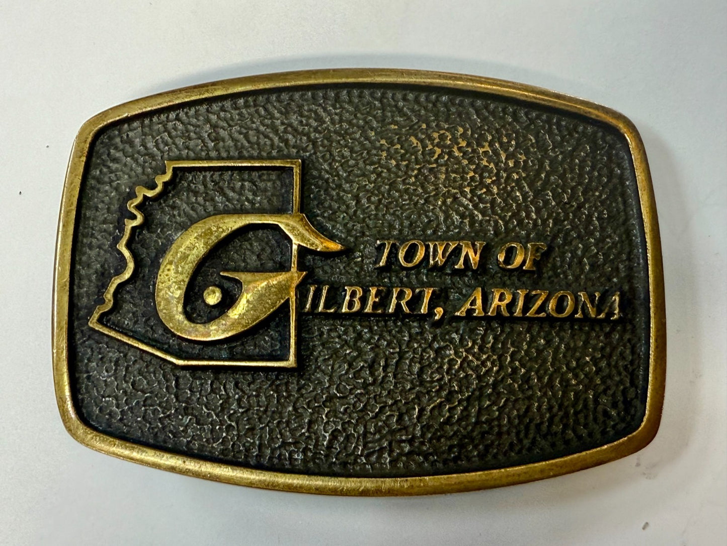Town of Gilbert Arizona Vintage 1978 Commemorative Solid Brass BTS Belt Buckle