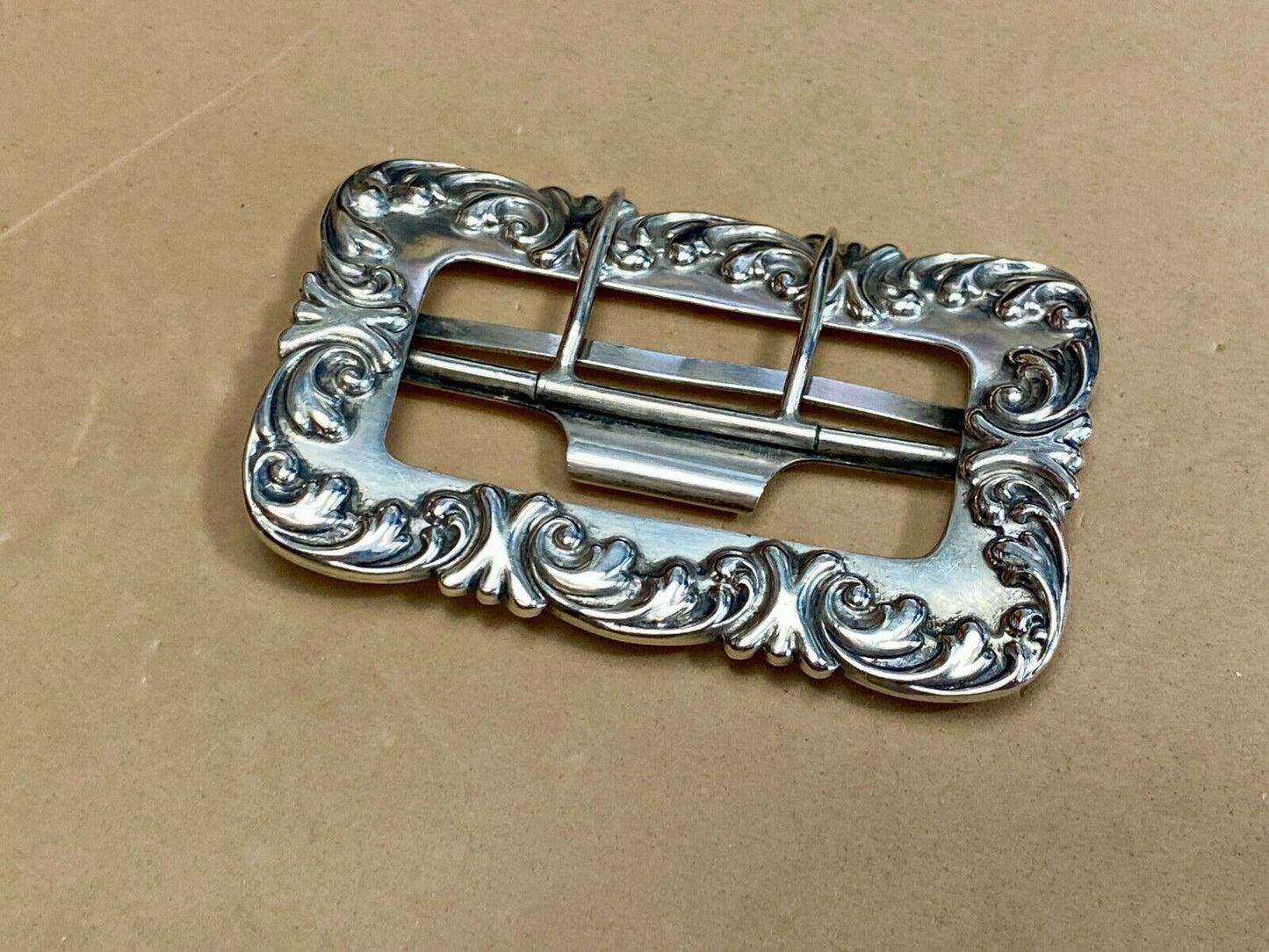 Beautiful Sterling 182 Silver Silver Navajo? Hallmarked Dual Prong Belt Buckle