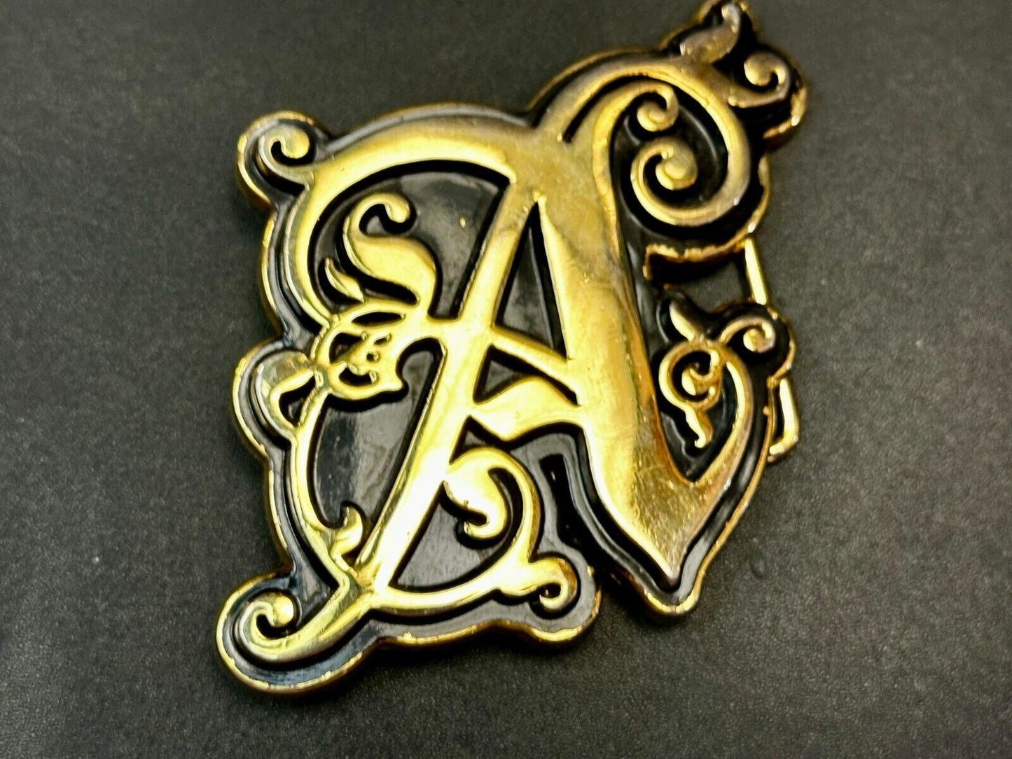 The Scarlet Letter A -Initial - Ornate Font - gold color cutout Belt Buckle