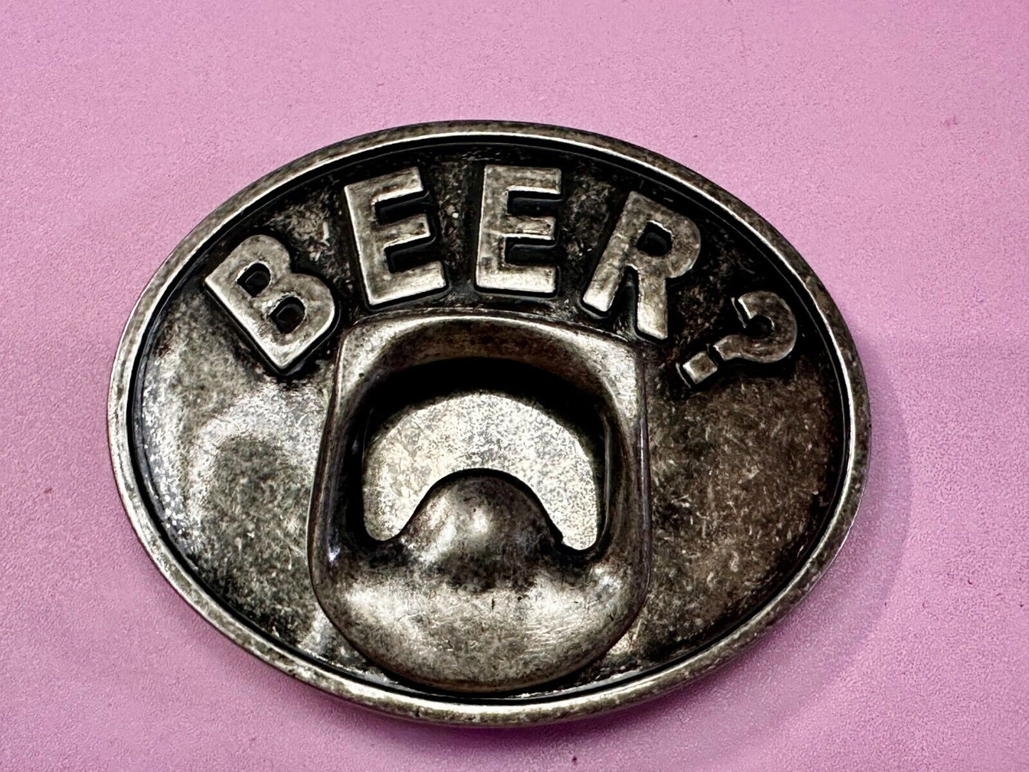 BEER = Bar Pickup Line Novelty Vintage Belt Buckle with Bottle Opener