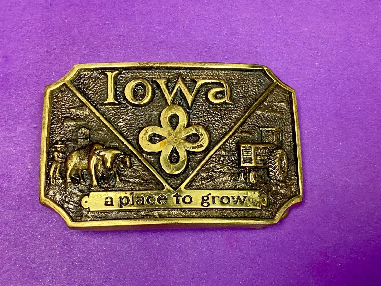 The State Of Iowa, A Place To Grow! Farming Belt Buckle Heritage Mint Ltd