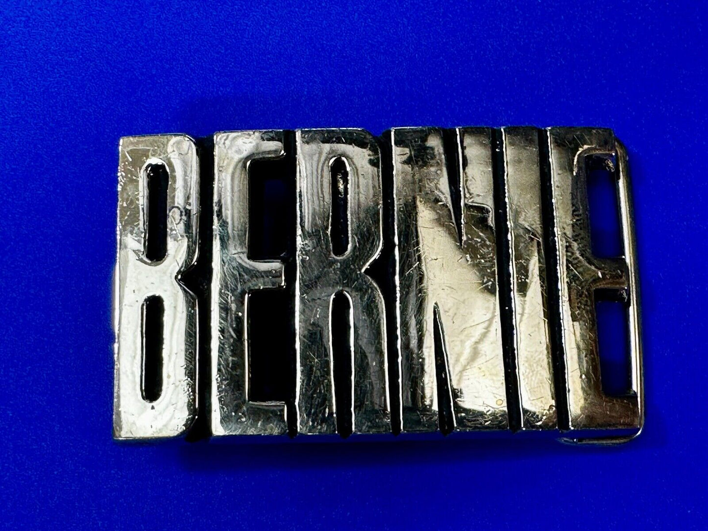 Bernie - Custom Block Letter Cutout Name Solid Brass Belt Buckle by Baron