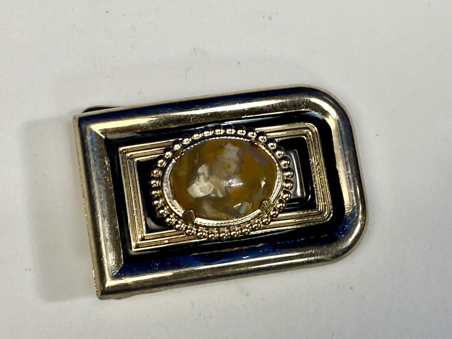 Vintage Cab Cabochon Stone Centerpiece On Small Gold Tone Belt Buckle