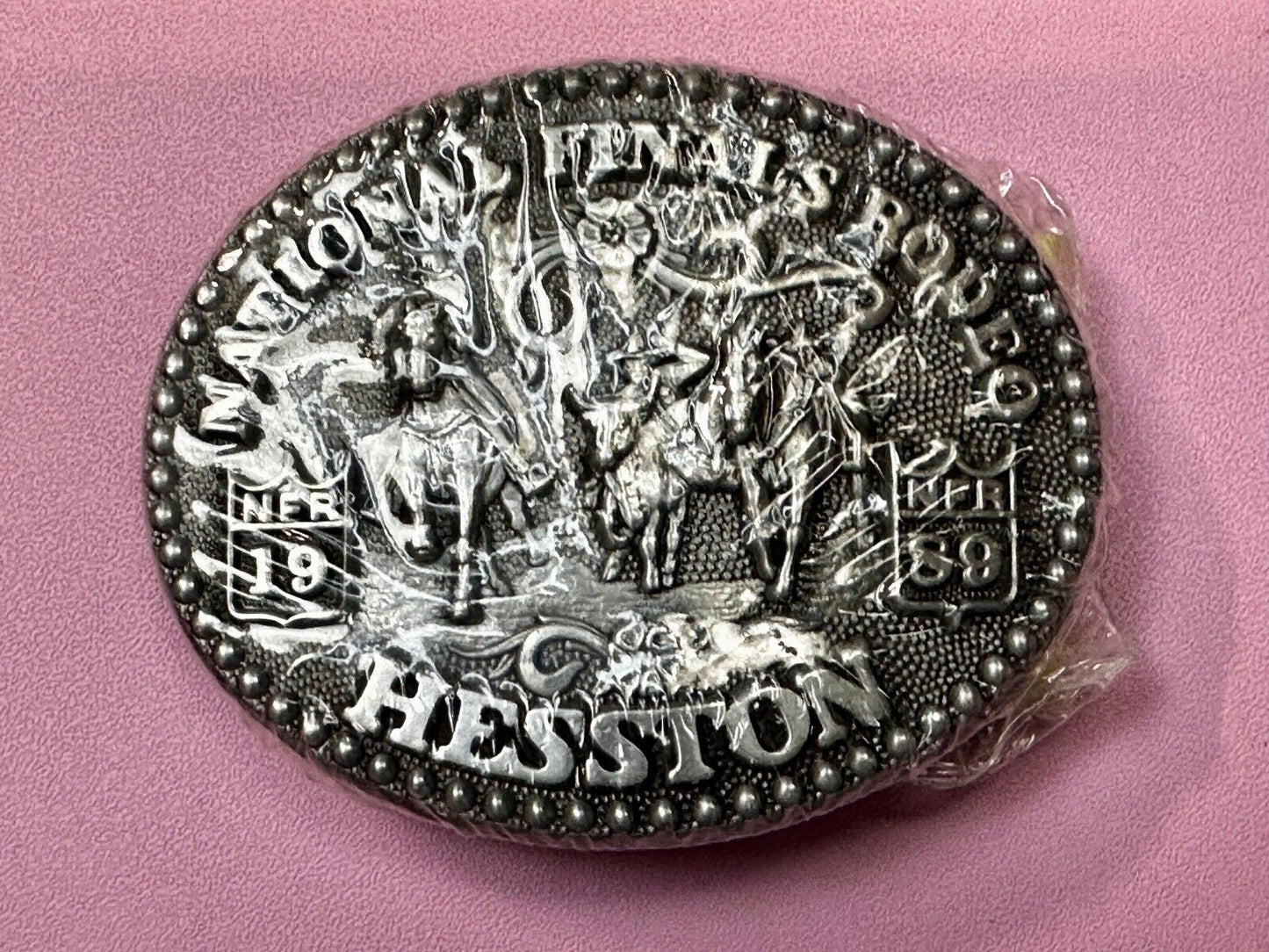 1989 NFR National Finals Rodeo NOS Youth Size Hesston Commemorative Belt Buckle