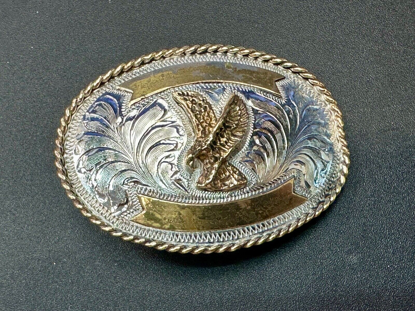 Beautiful Hunting Flying Diving Majestic Eagle on western two tone belt buckle