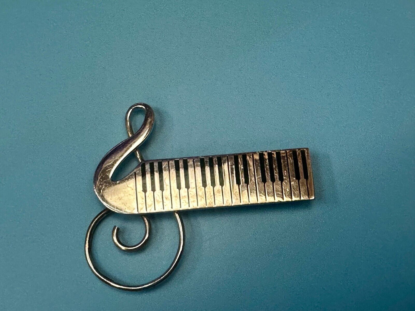 Treble Clef Piano Music Keyboard Musician Vtg. Brooch Pin Sterling 925 Mexico