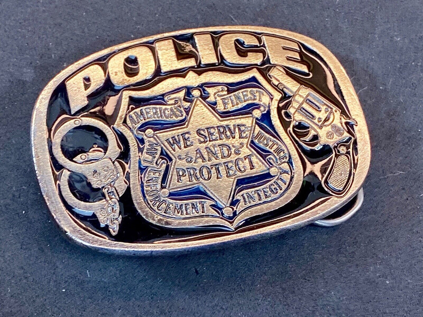Americas Finest - Police - We Protect And Serve Belt Buckle - By Buckle Bakery