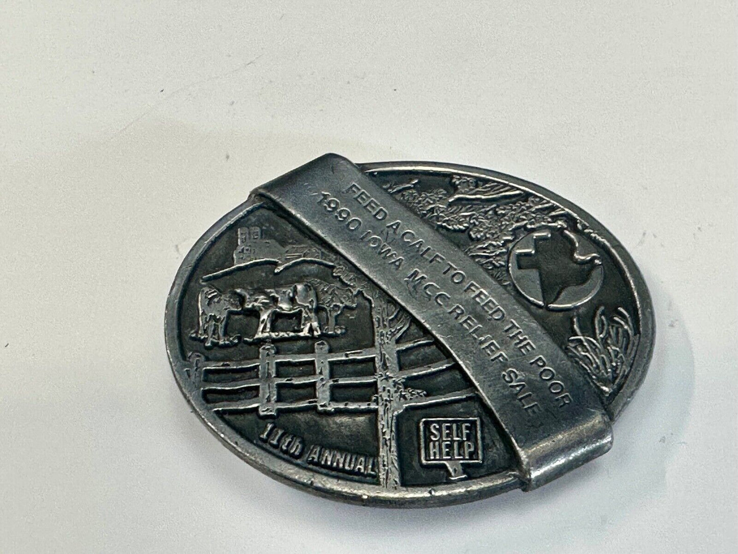 1990 Iowa MCC rebuff sale- Feed Calf to feed the poor belt buckle