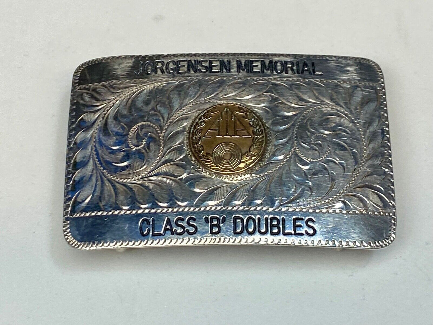 Ata Class B Doubles Trapshooting Award Trophy Sterling Belt Buckle By Hake
