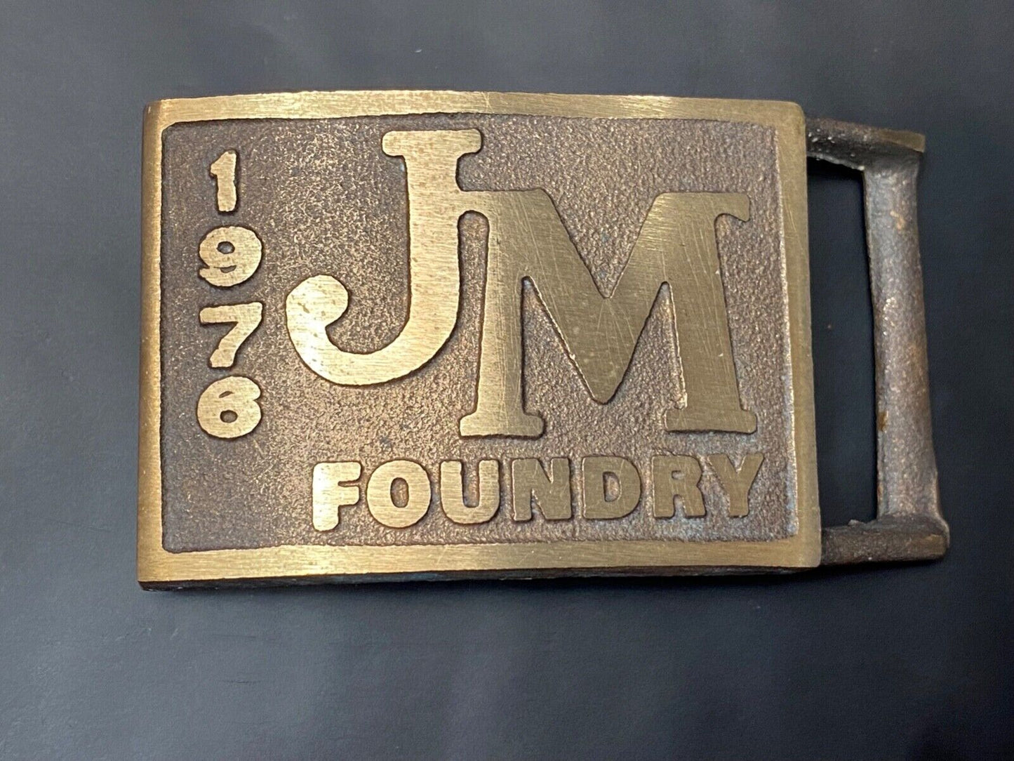 Vintage 1976 JM FOUNDRY Castings Summerville SC Company Advertising Belt Buckle