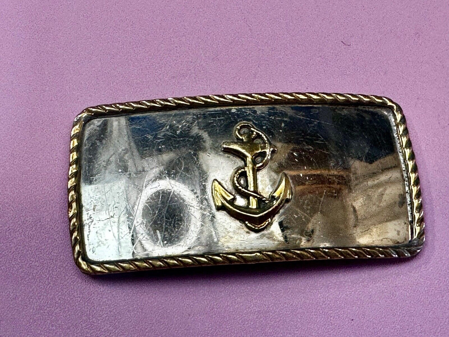 Vintage boat Anchor - Reflective two tone belt slide clip buckle