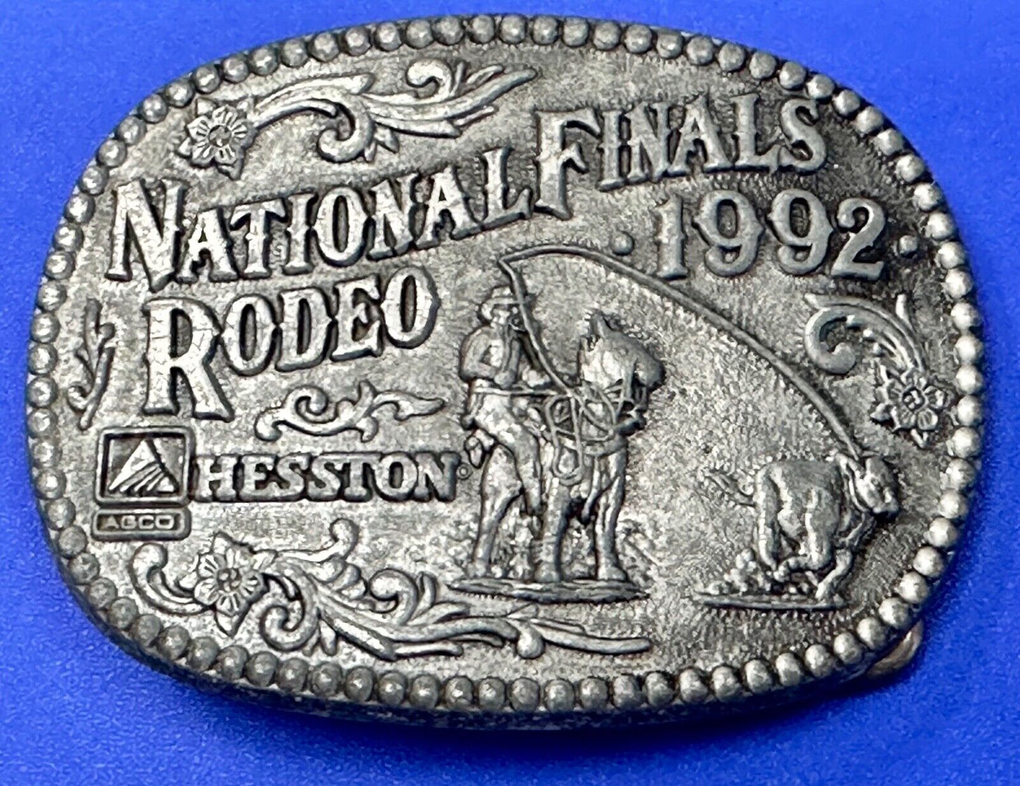 1992 Hesston National Finals Rodeo NFR Youth Size Award Design Medal Belt Buckle