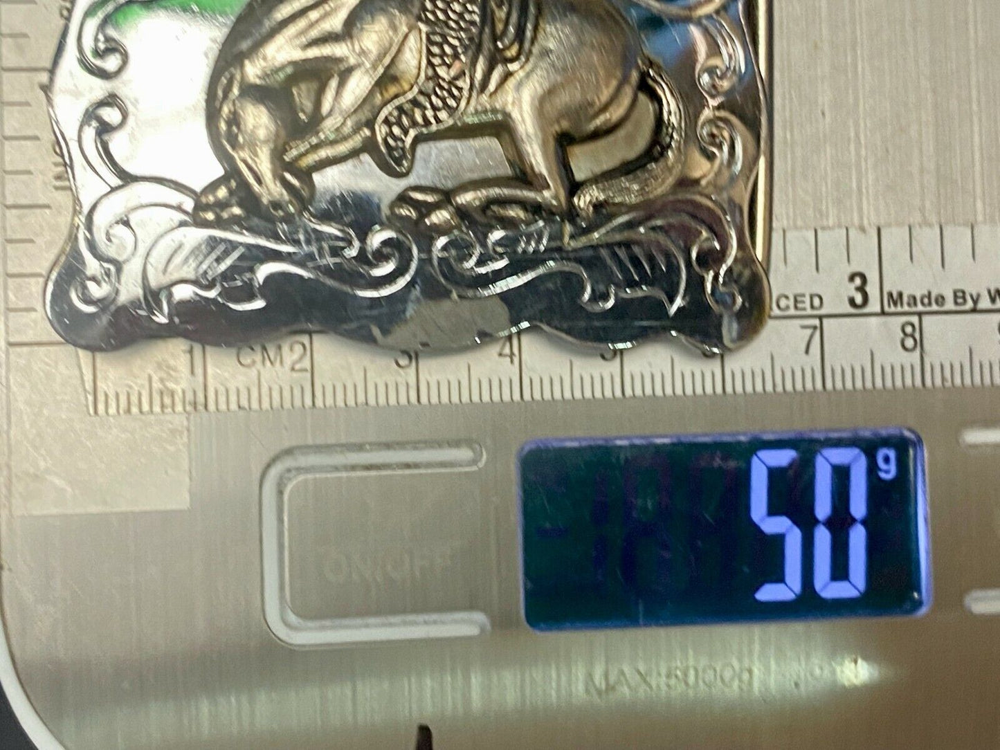 2.5" Wide Small End Of The Trail Horse In Saddle Western Belt Buckle