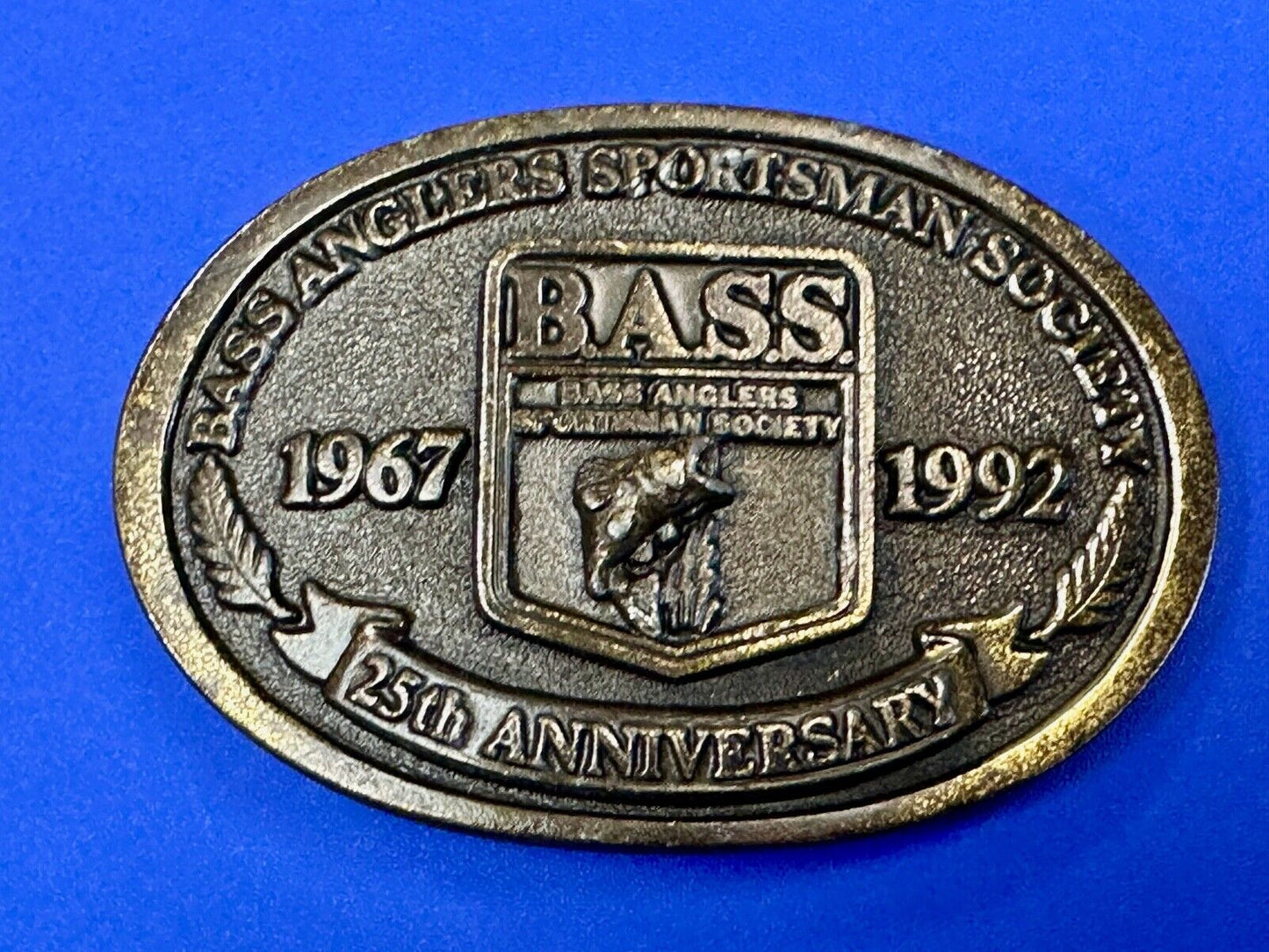 BASS 25th Anniversary Belt Buckle Bass Anglers Sportsman Society 1967 1992