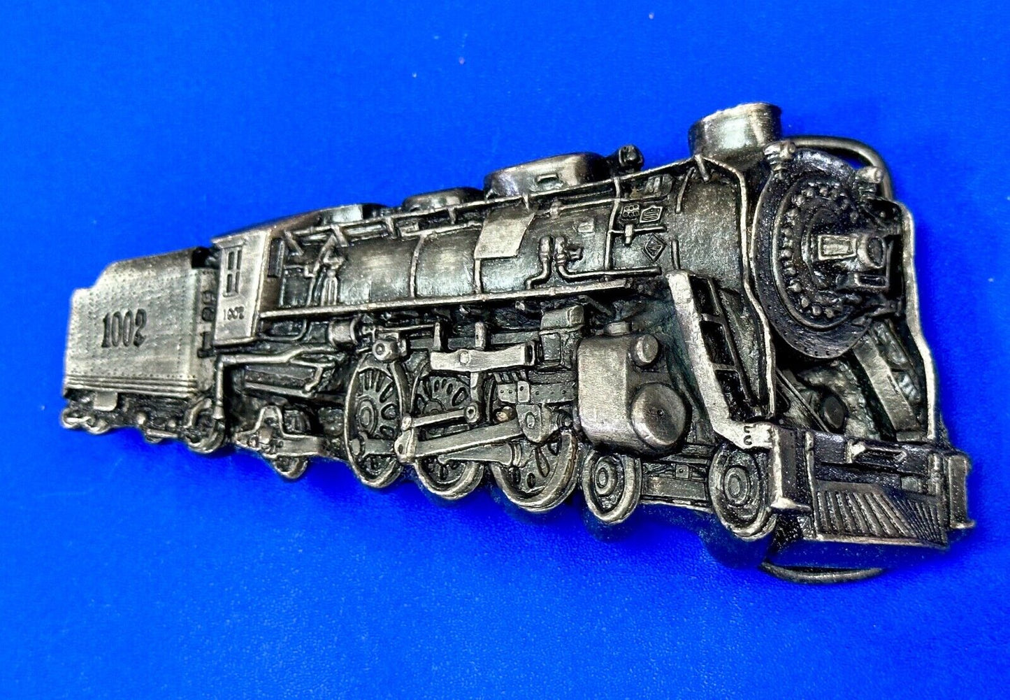 Vintage 1978 RR train Steam Engine Bergamot cutout belt buckle
