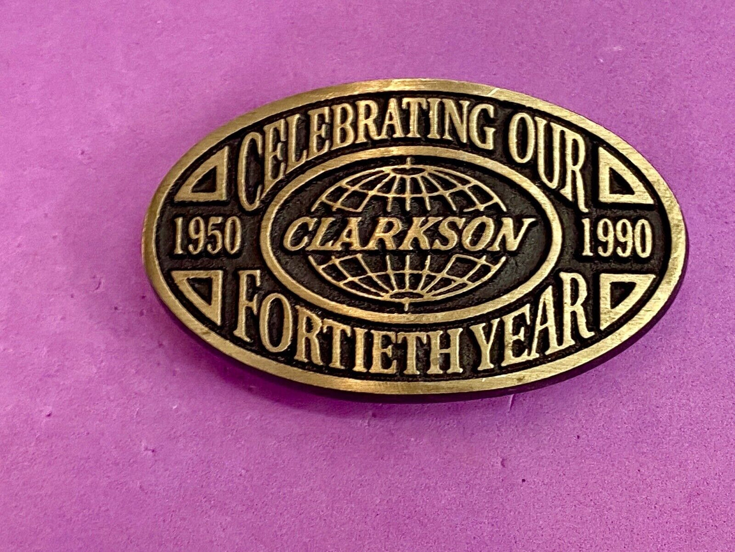 Vintage 1990 Clarkston - 14th year celebration belt buckle by Rainbow Medals