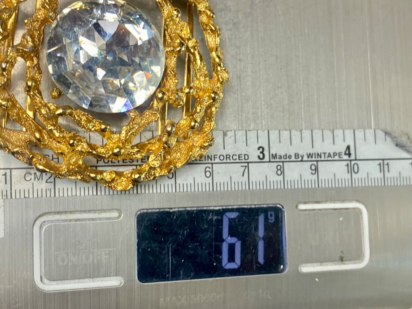 Beautiful retro gold tone see through abstract -Faux stone, belt slide or buckle