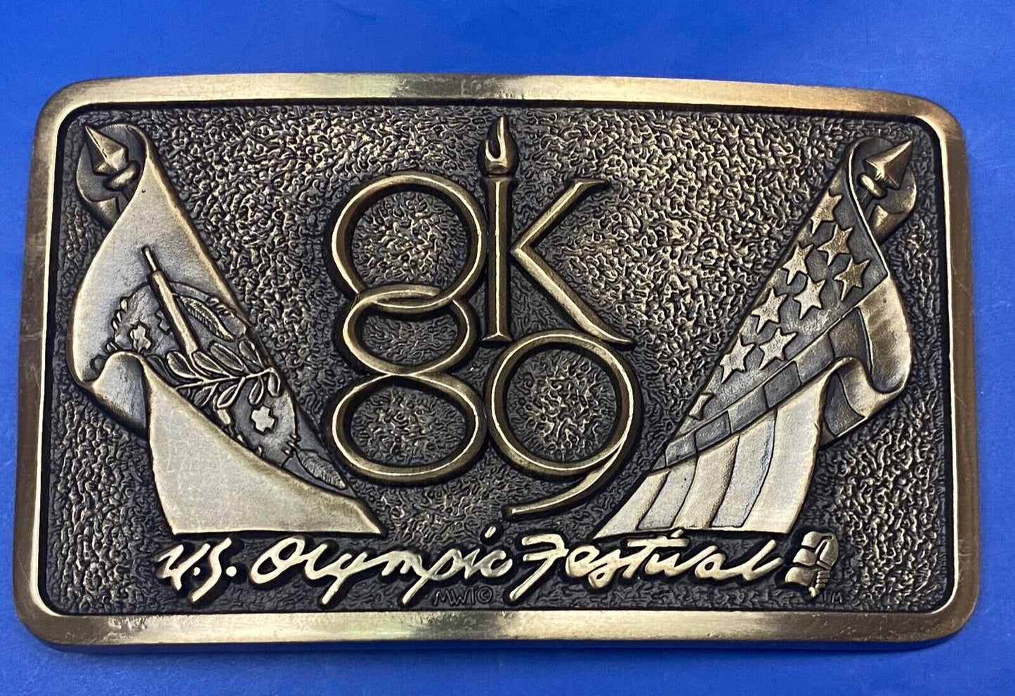 1989 Olympics Festival Commemorative Solid Brass Belt Buckle By Mwt