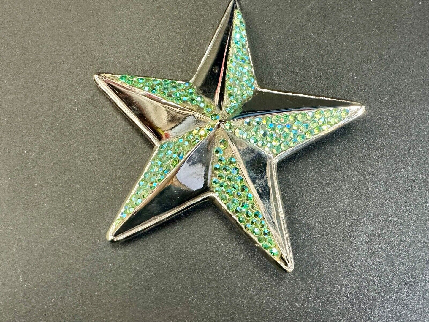 3D STAR dimensional vintage belt buckle by silver star - missing rhinestone's