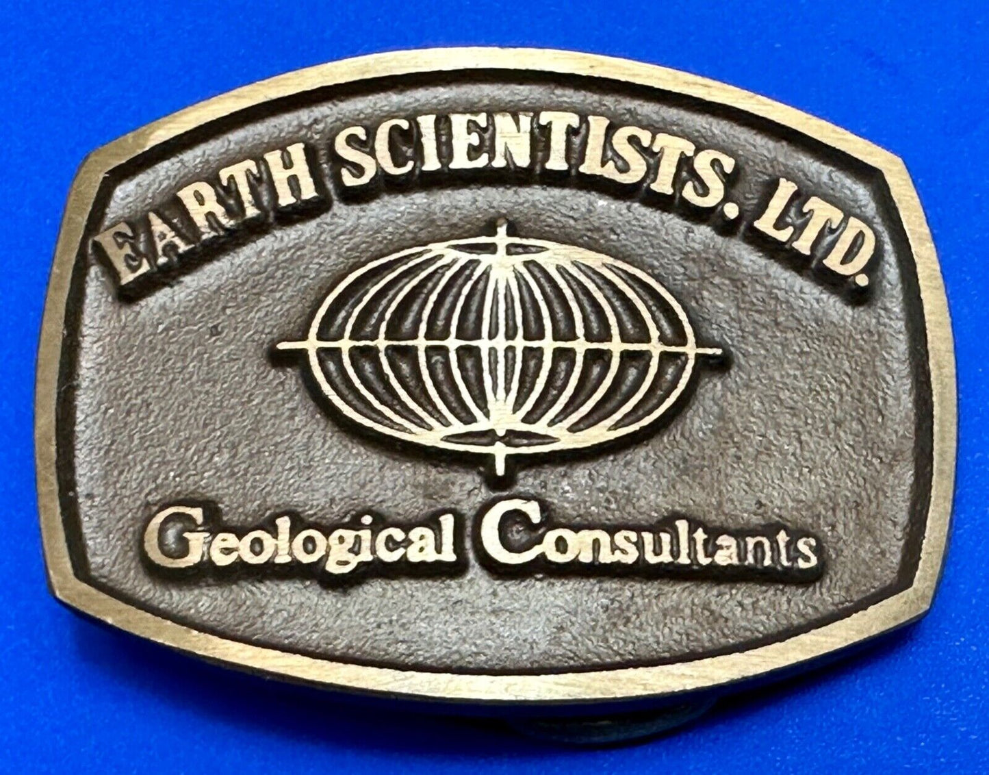 Vintage Earth Scientists LTD 0 Geological Consultants advertising belt buckle