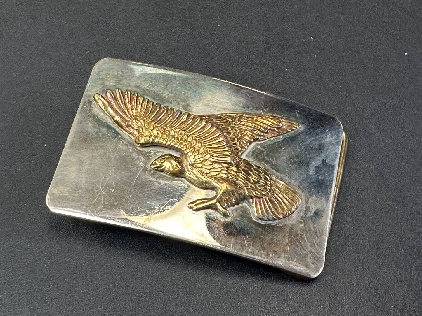 The EAGLE - Patriotic Western Vintage two tone rectangular belt buckle