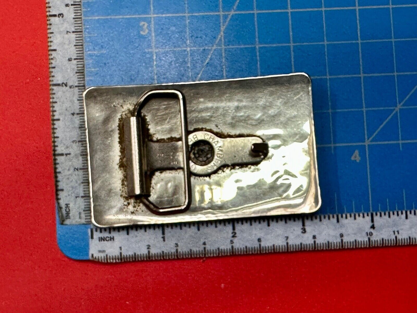 Vintage Cowboy Boots - Western two tone Chambers belt buckle with cattle brands
