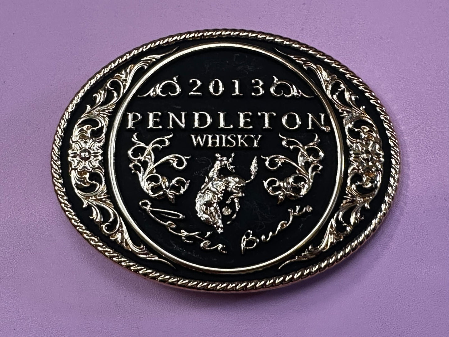2013 Pendleton Whiskey Let'er Buck Rodeo Cowboy Montana Silversmiths Belt Buckle