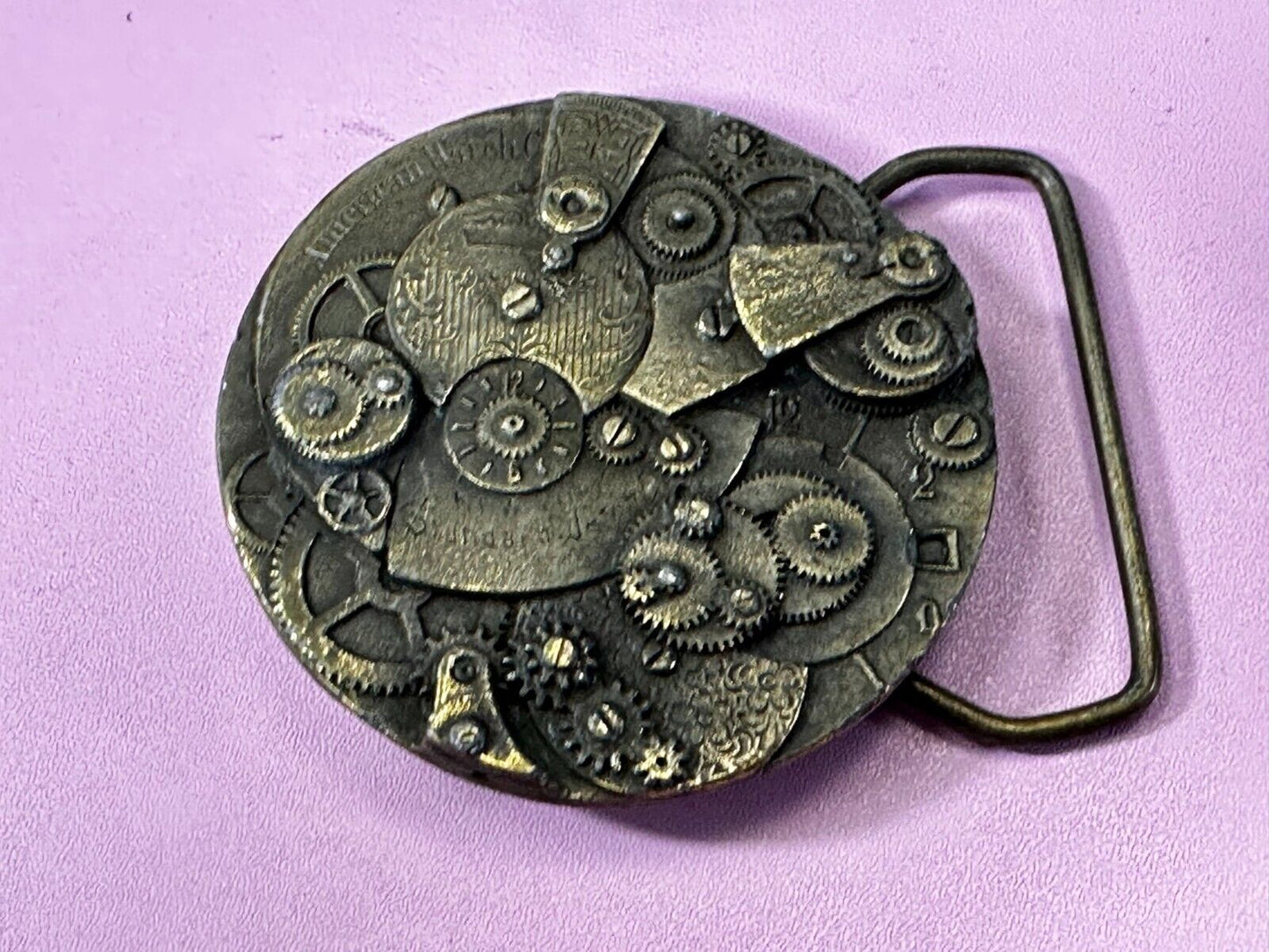 American Watchmakers Watch Parts Steampunk Gears Clock Round Belt Buckle