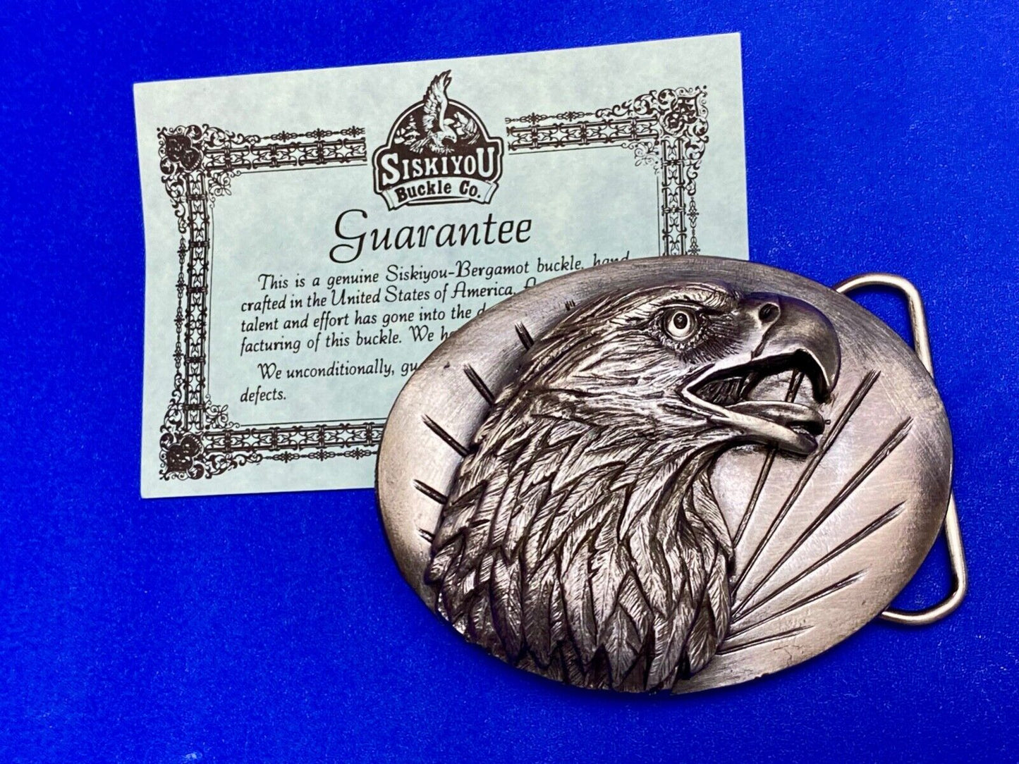 American Eagle Bust Head Vintage 1987 Siskiyou belt buckle. O-50