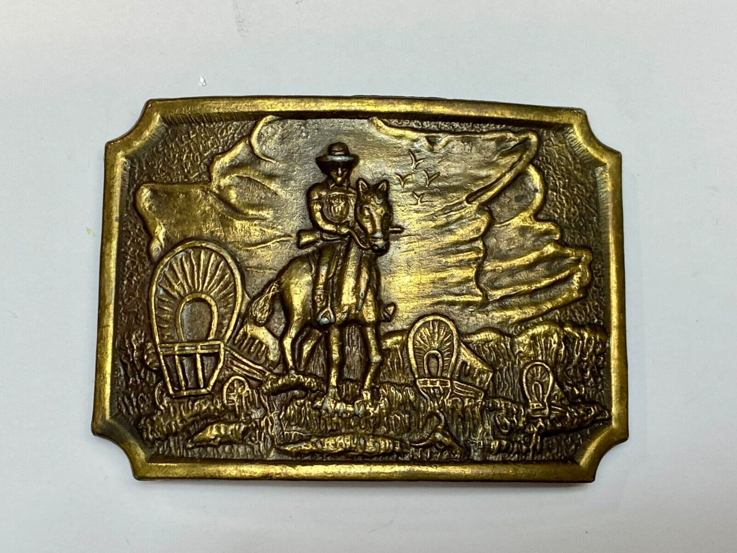 Tall in the Saddle Art Western Horse and Cowboy way of life! Vintage belt buckle