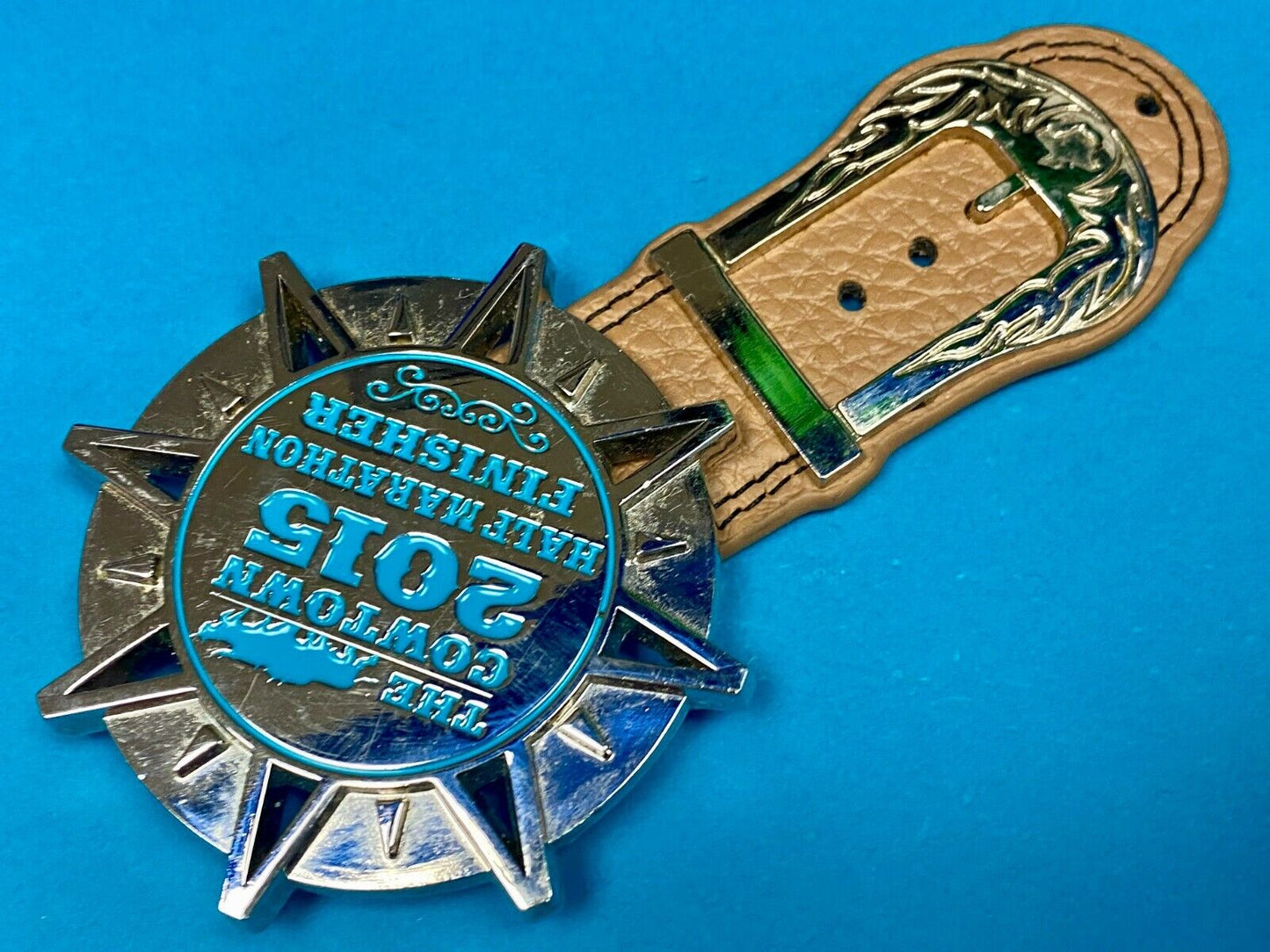 The Cowtown 2015 Half Marathon Finisher Belt Buckle - Fort Worth Texas Race